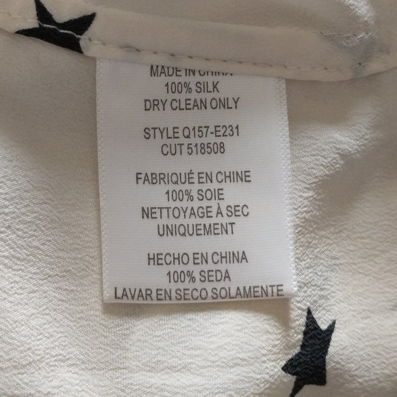 Equipment Cream Silk Blouse with Blue Star Print - Size L - Picture 5 of 5
